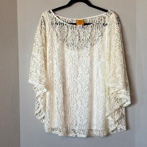 Ruby Rd Lace Overlay Top Butterfly Sleeve 3X